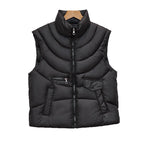 Gewatteerde bodywarmer voor dames met opstaande kraag en multifunctionele zakken