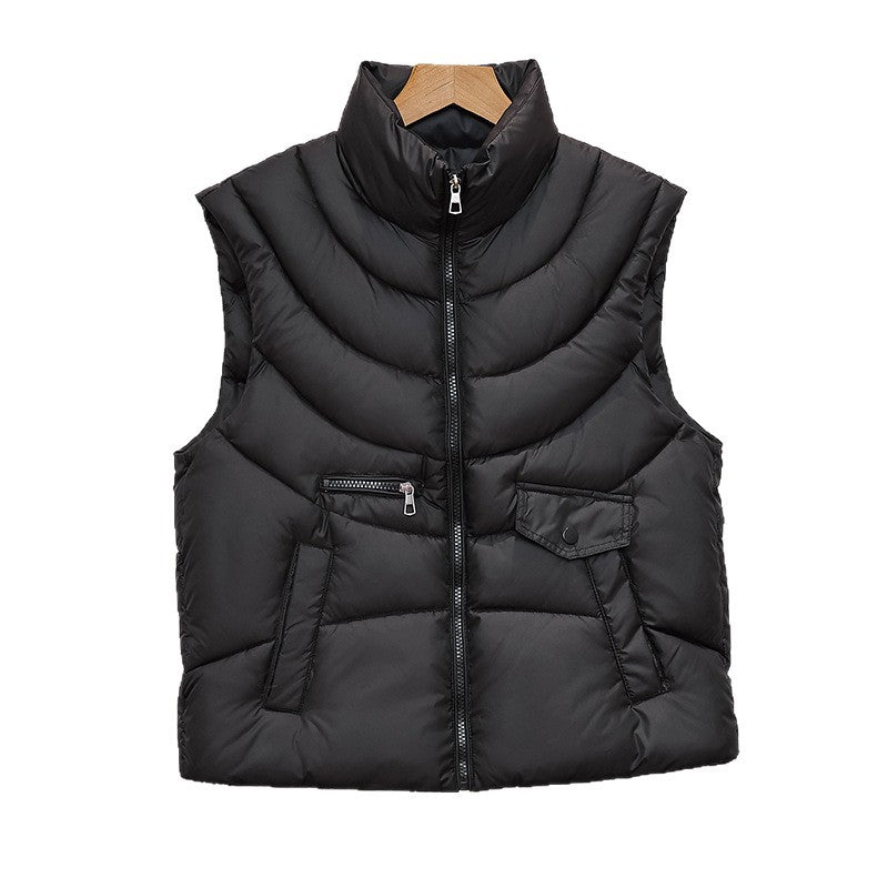 Gewatteerde bodywarmer voor dames met opstaande kraag en multifunctionele zakken