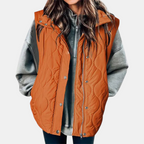Bodywarmer voor dames met capuchon, knopen en zakken