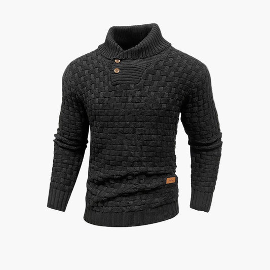Jersey de punto con cuello alto para hombre – Jersey casual elegante para otoño e invierno