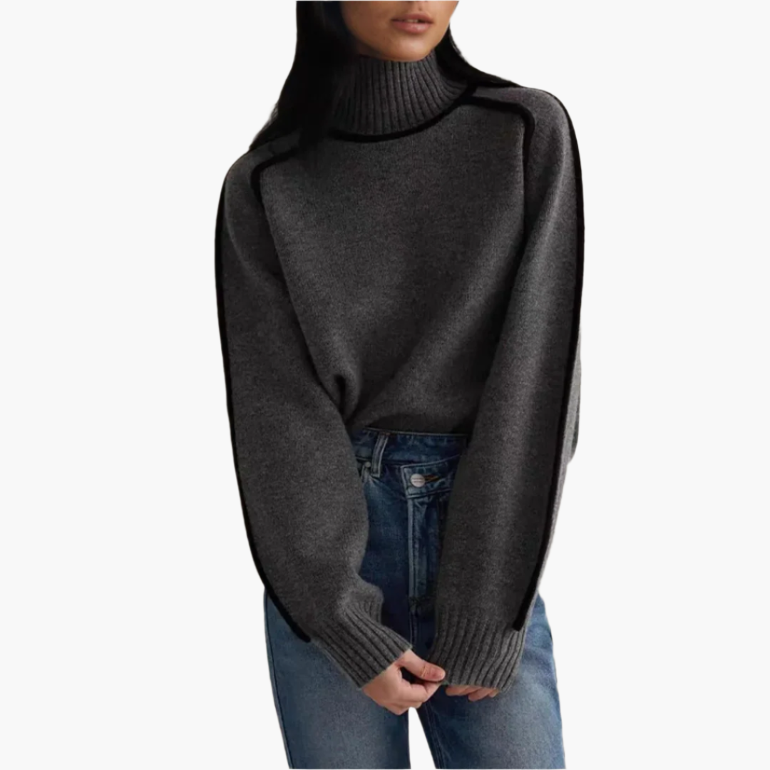 Maglione Donna a Collo Alto Moderno Elegante – Maglione a Maglia Autunno Inverno per Ufficio e Tempo Libero