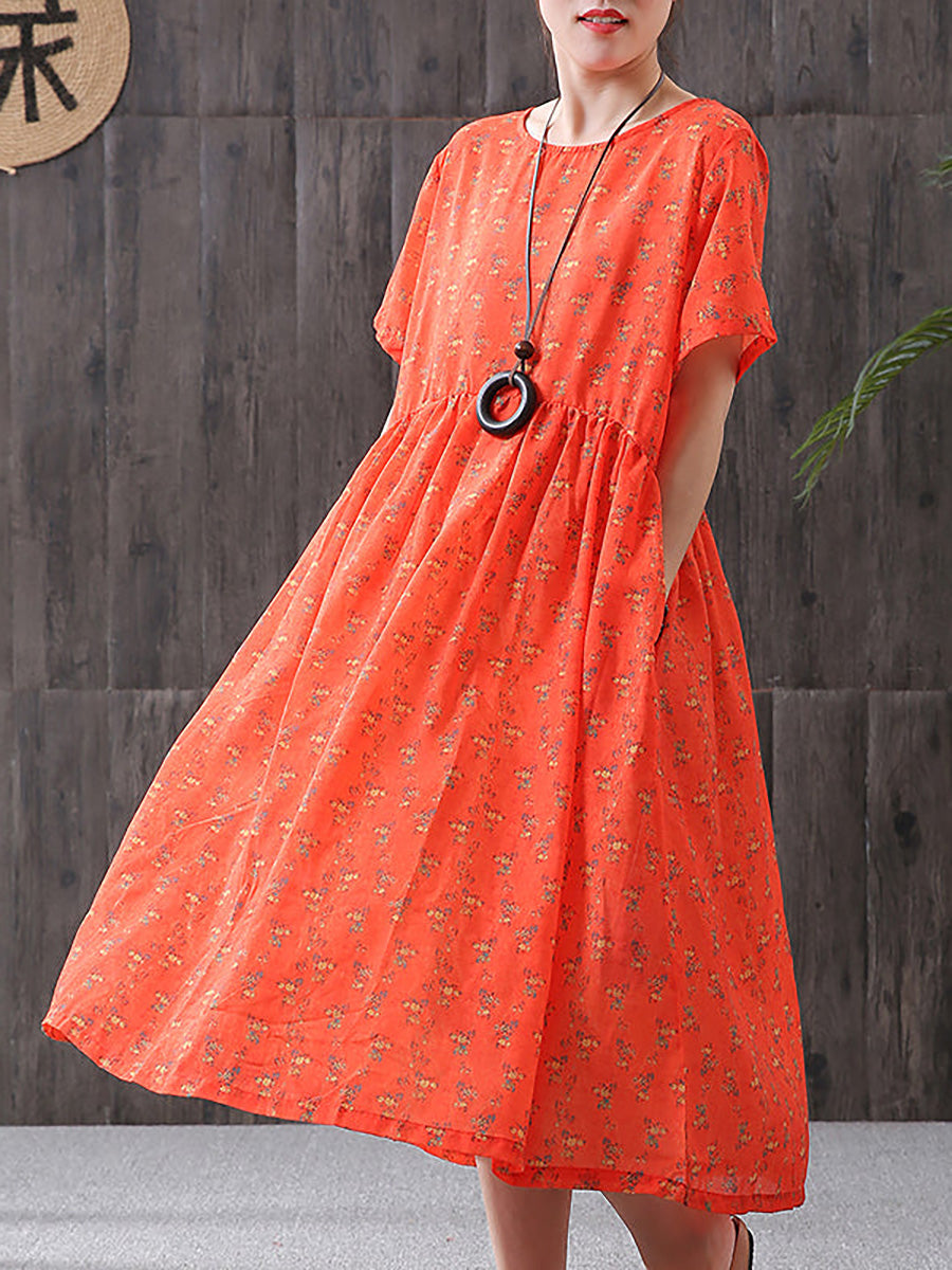 Damen Sommerkleid mit Blumenmuster, Casual, Lockerer Schnitt, Ideal für Alltag & Urlaub