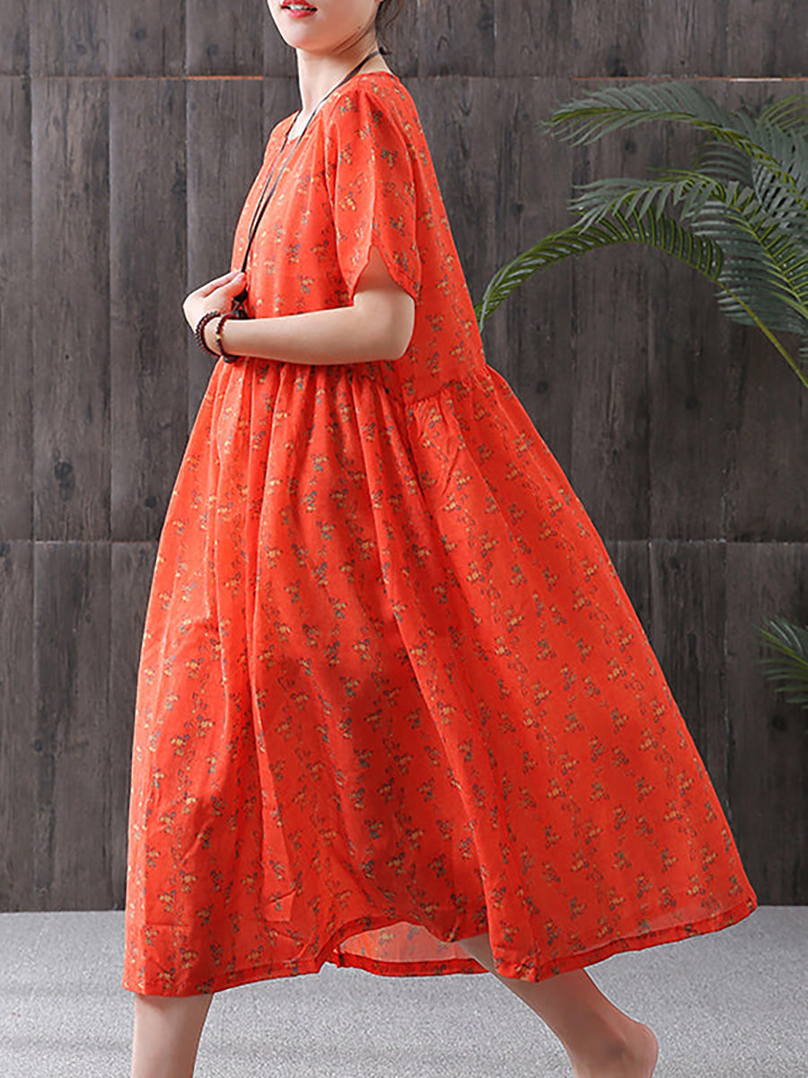 Damen Sommerkleid mit Blumenmuster, Casual, Lockerer Schnitt, Ideal für Alltag & Urlaub