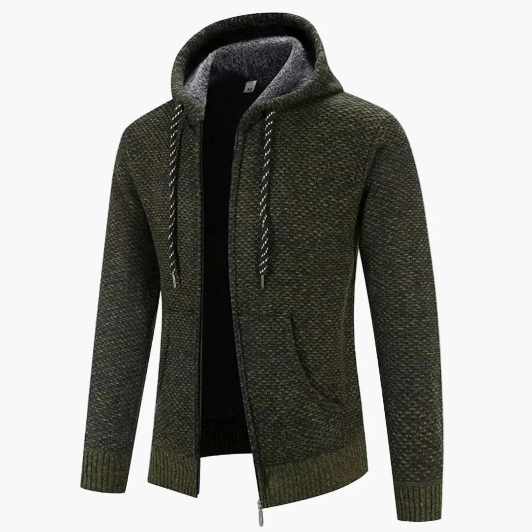 Veste à capuche en maille homme pour automne et hiver – Tenue de loisirs tendance avec fermeture éclair