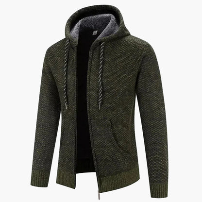 Veste à capuche en maille homme pour automne et hiver – Tenue de loisirs tendance avec fermeture éclair