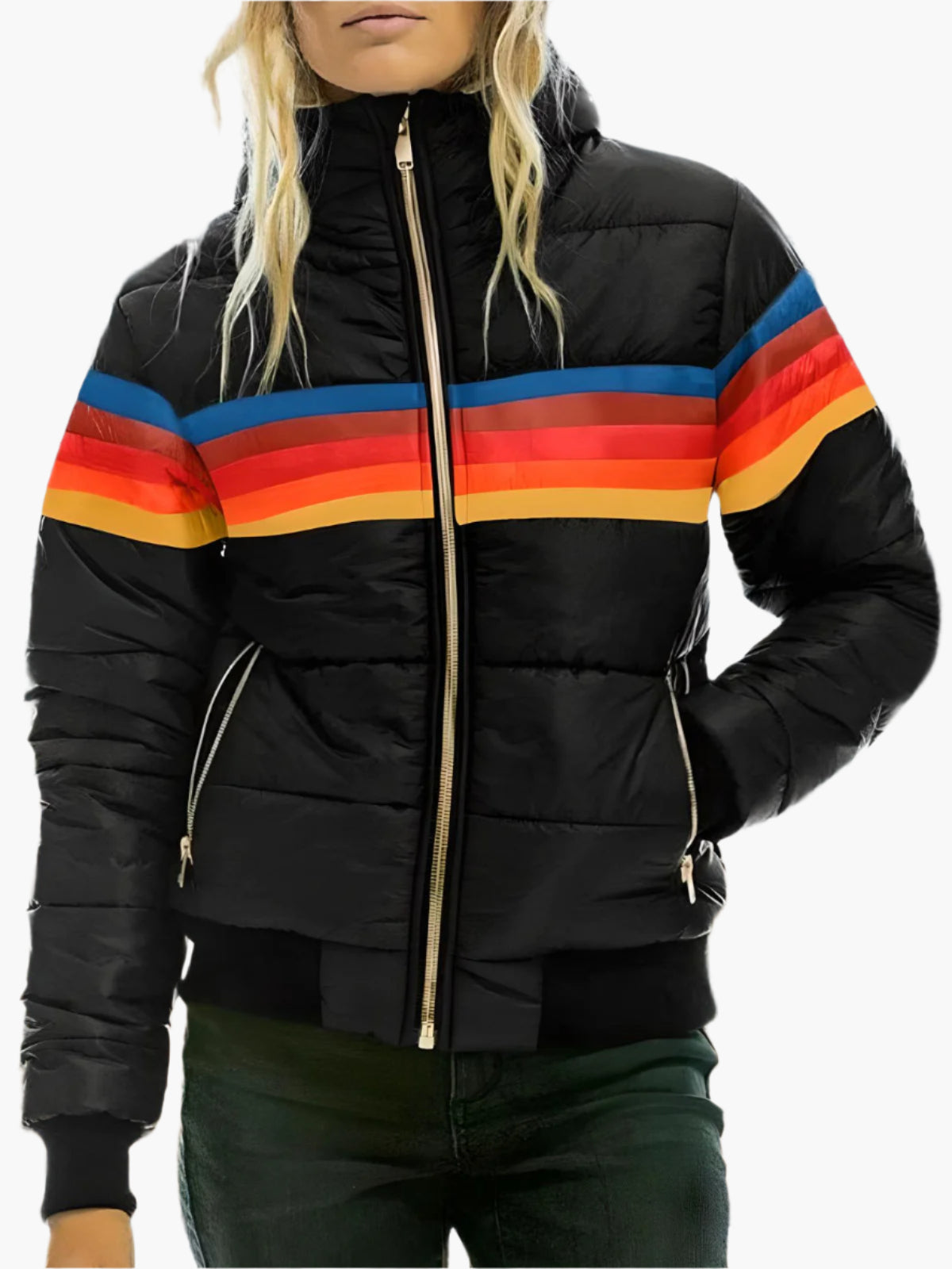 Veste matelassée rétro pour femme pour loisirs et plein air – Veste à capuche tendance style vintage