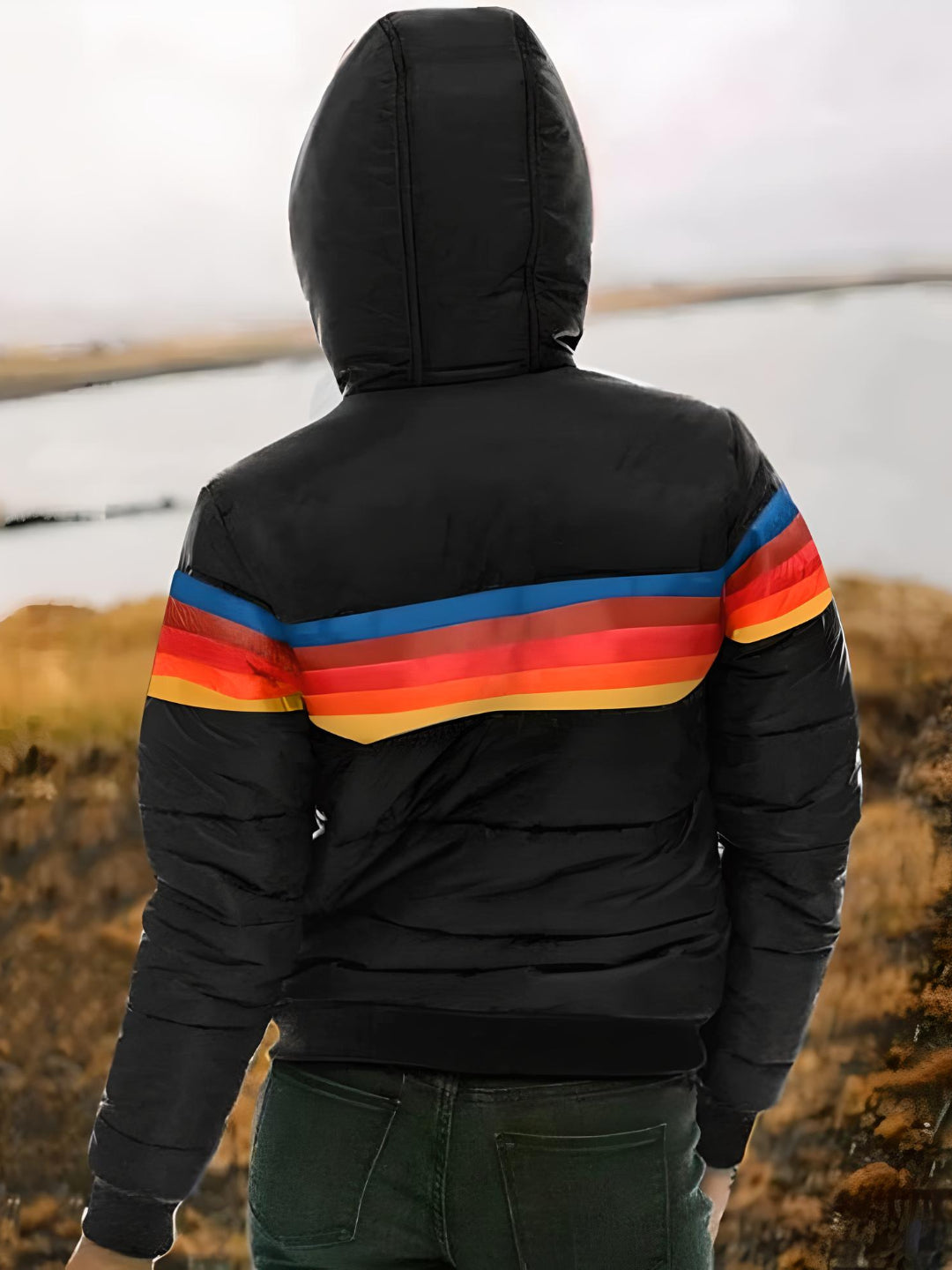 Veste matelassée rétro pour femme pour loisirs et plein air – Veste à capuche tendance style vintage