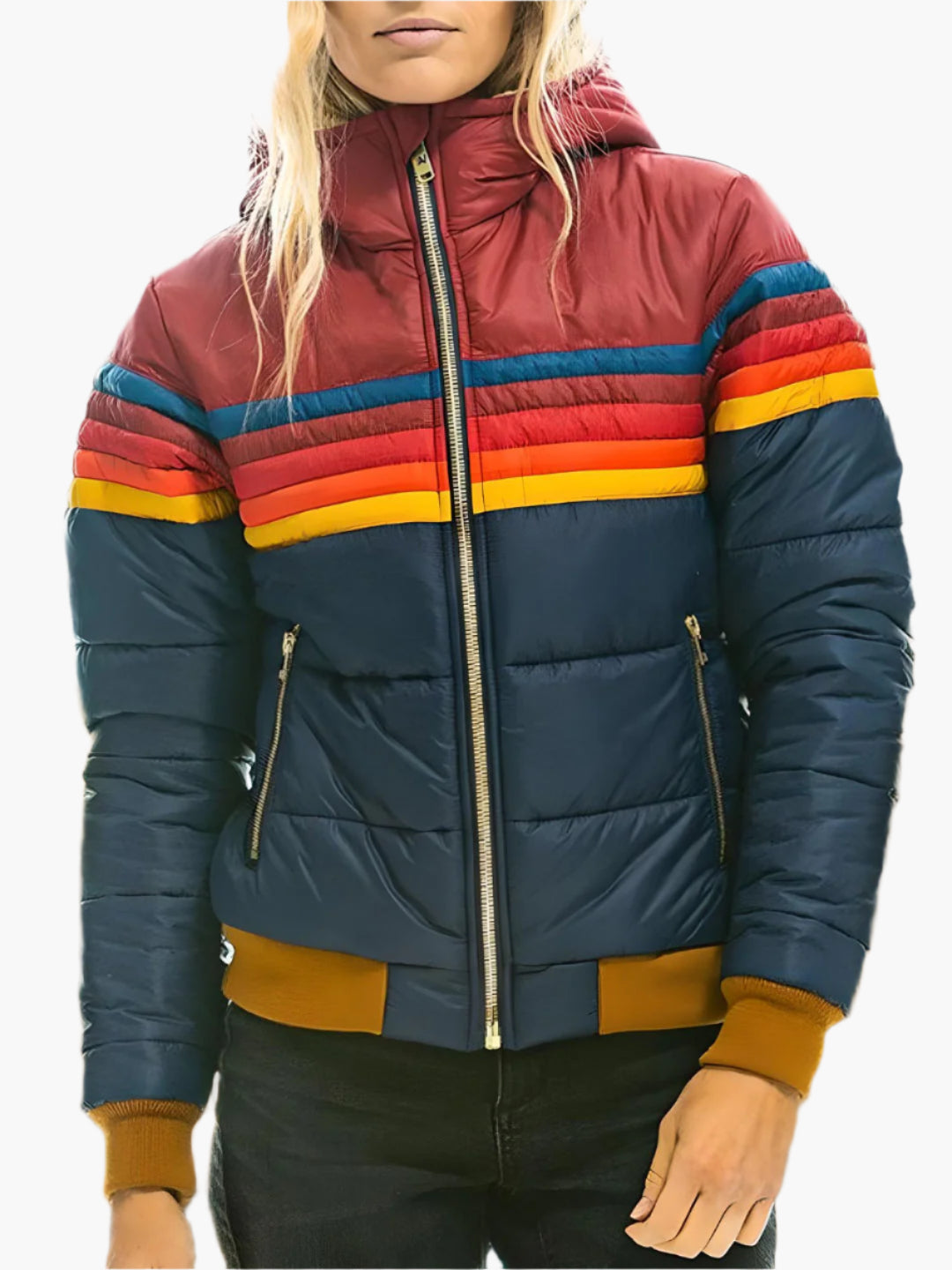 Veste matelassée rétro pour femme pour loisirs et plein air – Veste à capuche tendance style vintage