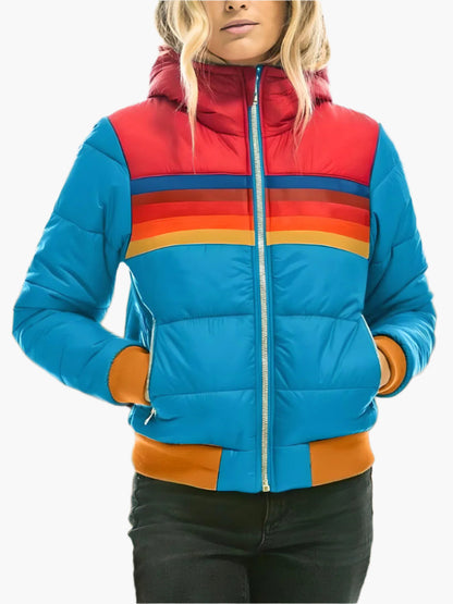 Veste matelassée rétro pour femme pour loisirs et plein air – Veste à capuche tendance style vintage
