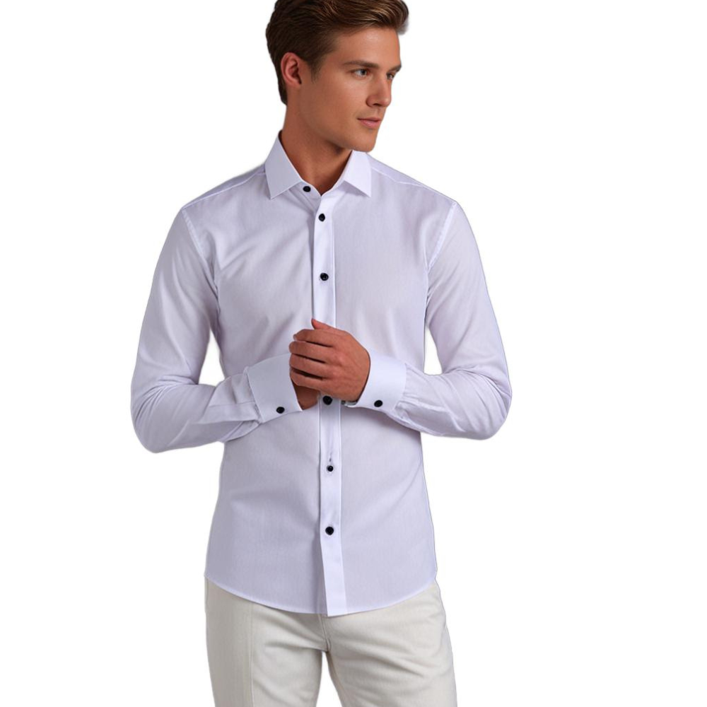 Chemise business slim fit stretch homme – Chemise élégante et moderne à manches longues pour bureau et loisirs