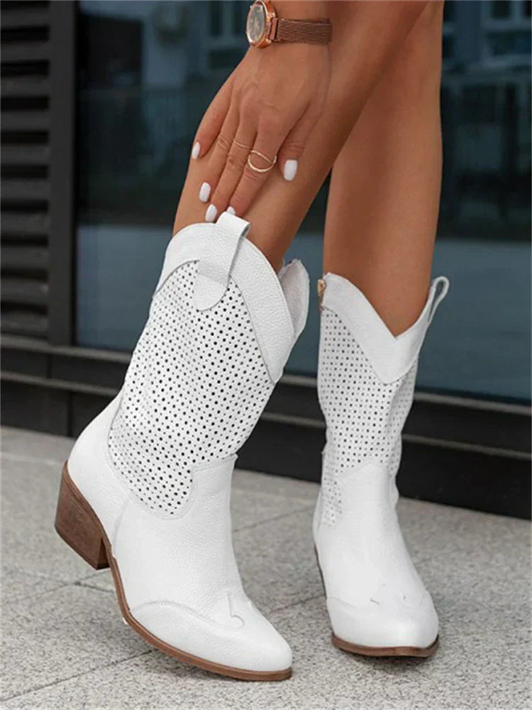 Stivali da cowboy da donna con cerniera per un look casual alla moda