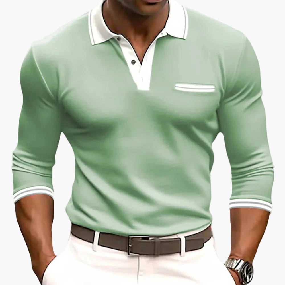 Polo a manica lunga da uomo modern fit – Polo elegante per tempo libero e lavoro