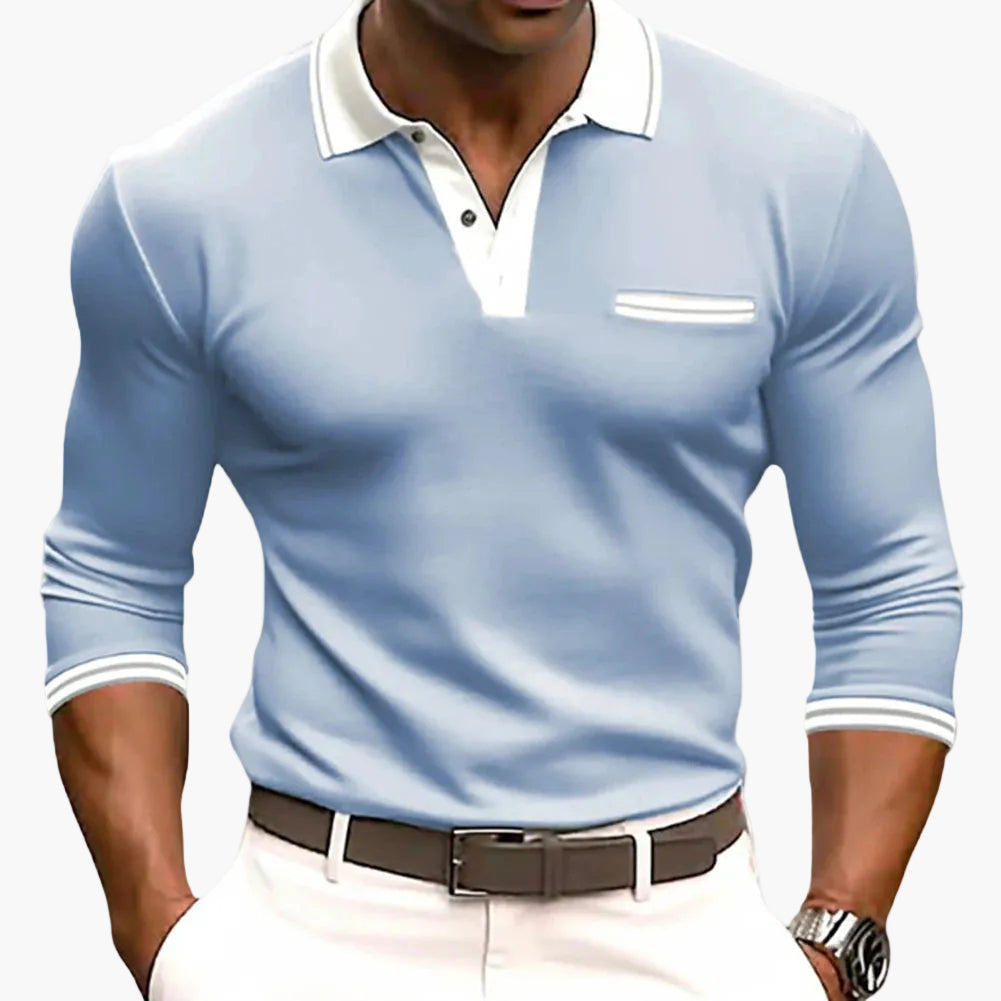 Polo a manica lunga da uomo modern fit – Polo elegante per tempo libero e lavoro