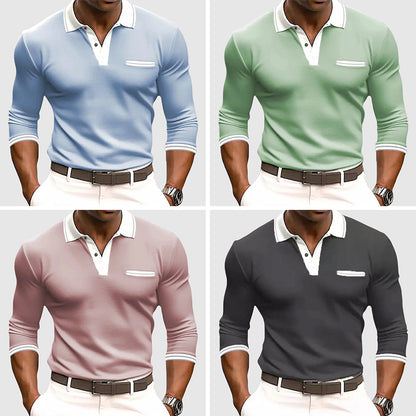 Polo a manica lunga da uomo modern fit – Polo elegante per tempo libero e lavoro