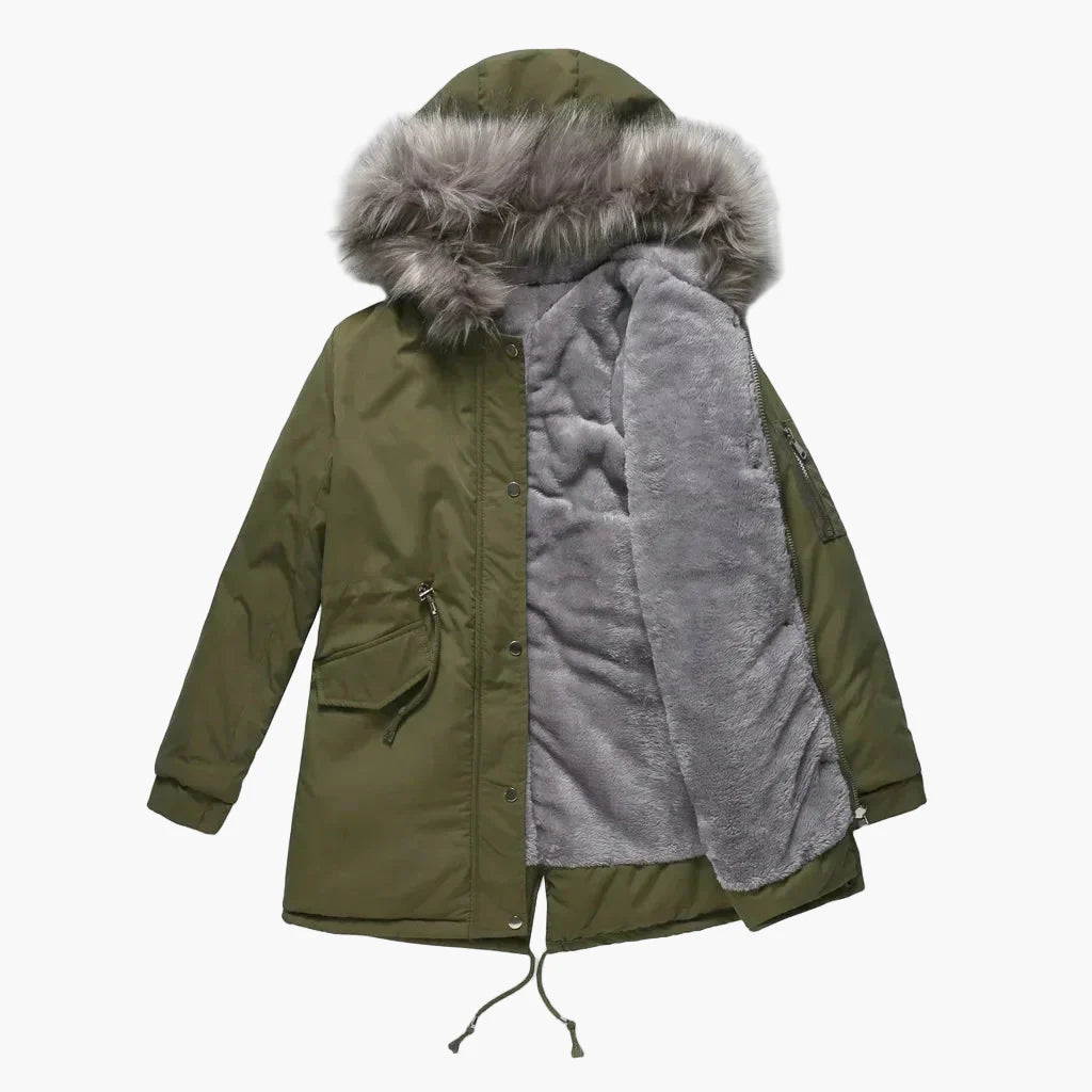 Dames winterparka met capuchon en nepbont – Modieuze jas voor koude dagen