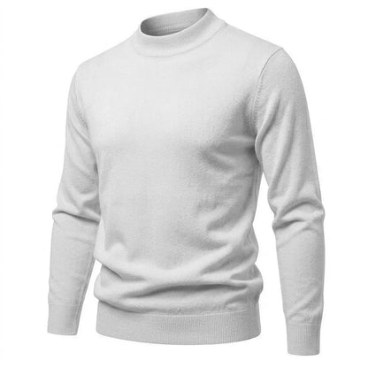 Herren Rollkragenpullover Basic Strickpullover Hochgeschlossen Cremefarben