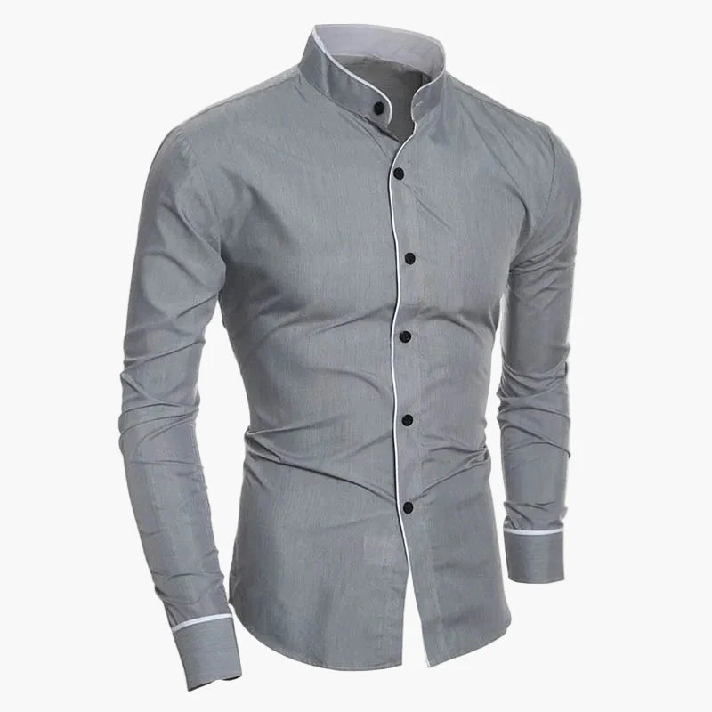 Chemise homme slim fit col montant – Design moderne pour affaires et loisirs