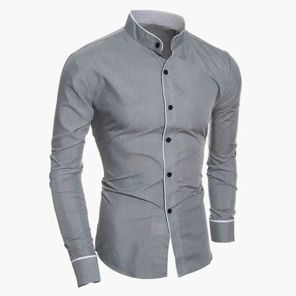 Chemise homme slim fit col montant – Design moderne pour affaires et loisirs