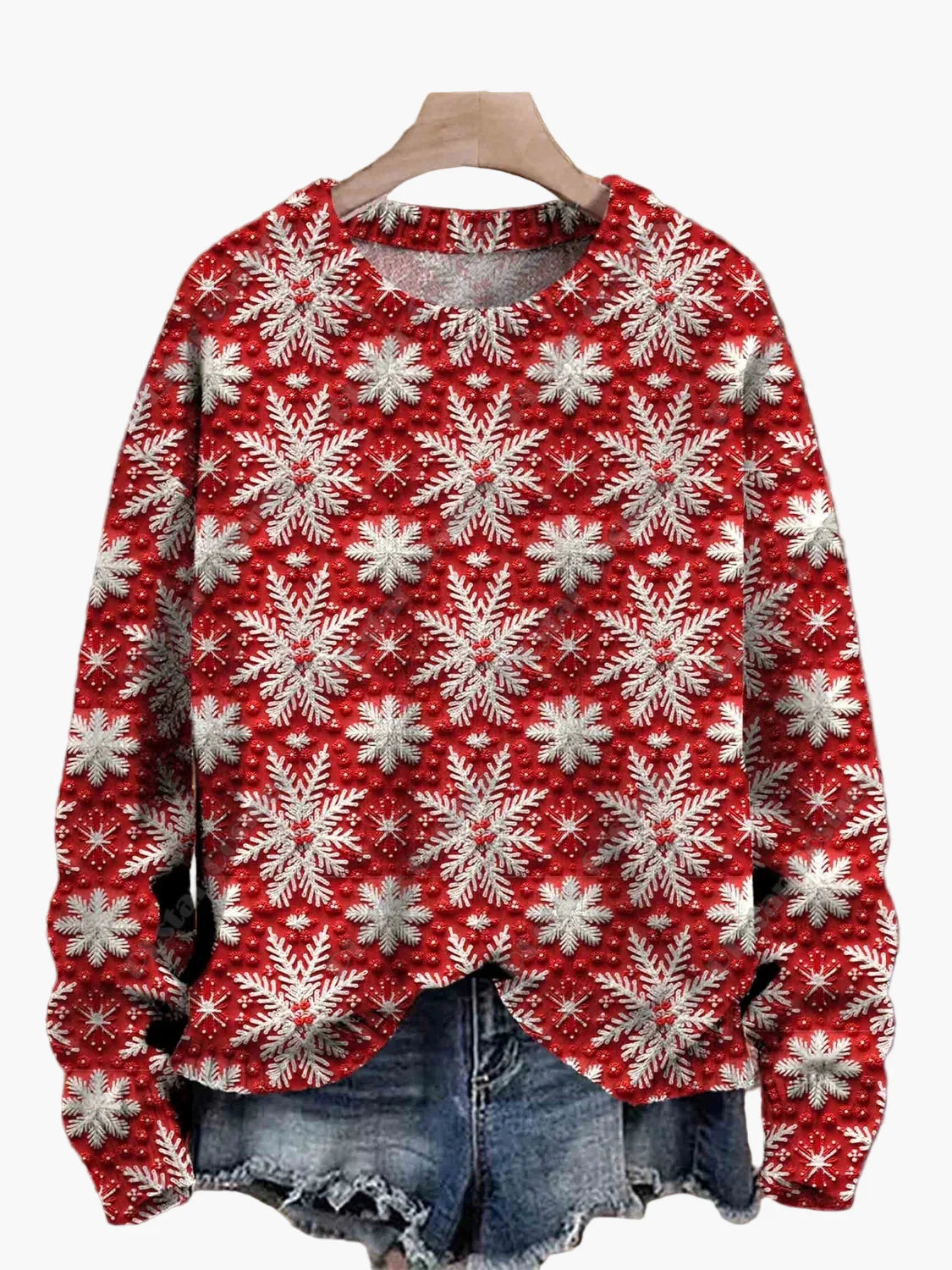 Dame Juletrøje med broderi – Sjovt festligt design, vinter og højtider