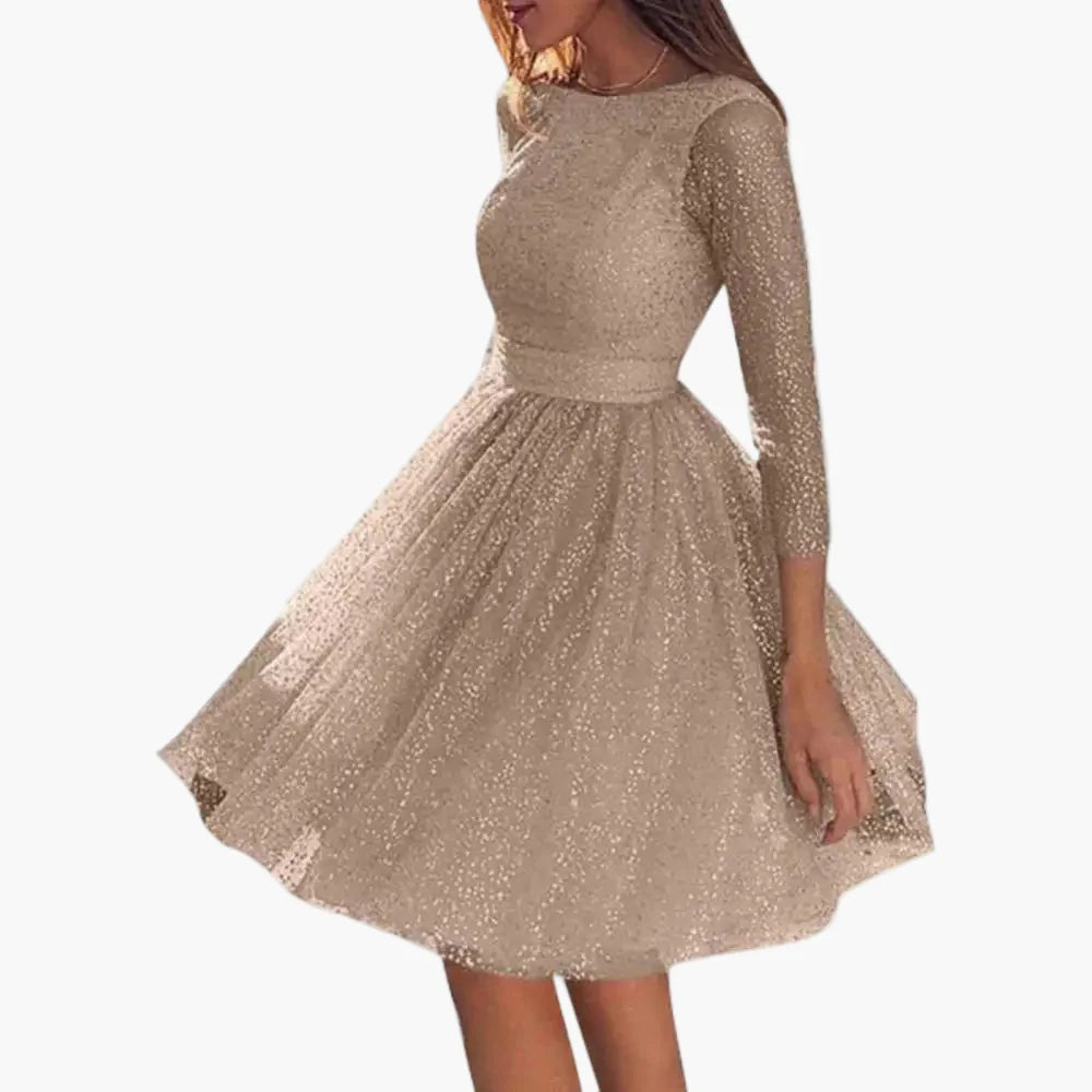 Vestido de noche y fiesta para mujer con lentejuelas y mangas 3/4 – Vestido de cóctel elegante para ocasiones festivas