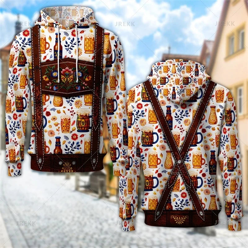 Sweat à capuche au design traditionnel avec imprimé de bretelles et de motifs