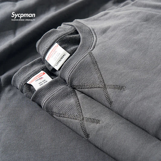 Sudadera unisex de manga larga con cuello redondo y puños de canalé, gris