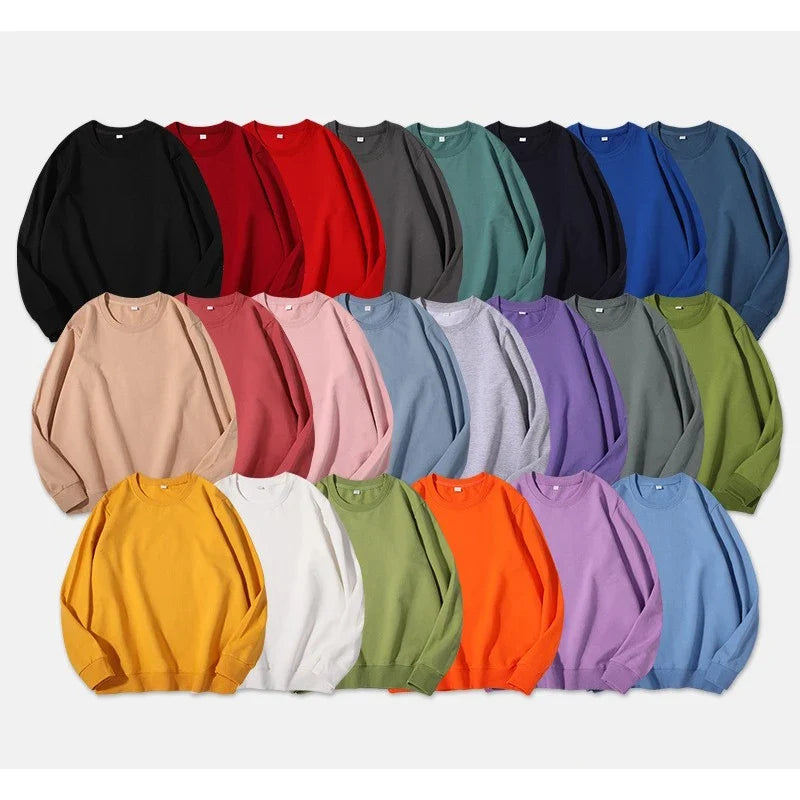 Sudadera unisex de manga larga con cuello redondo, colores lisos