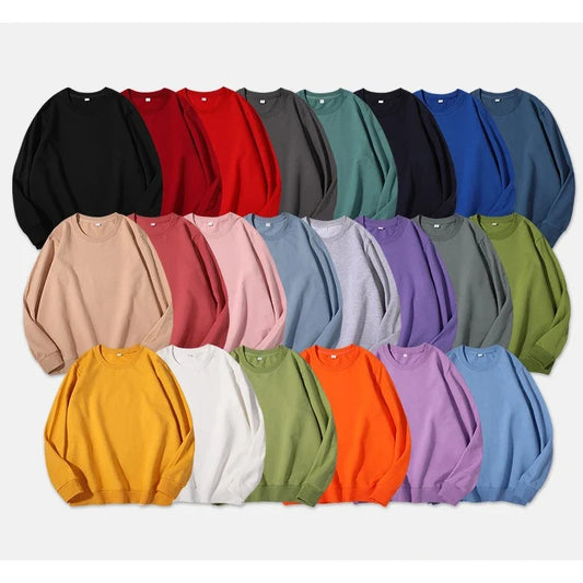 Sudadera unisex de manga larga con cuello redondo, colores lisos