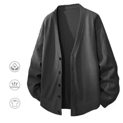 Cardigan da uomo, cardigan unisex con scollo a V, bottoni e polsini a coste, vestibilità oversize