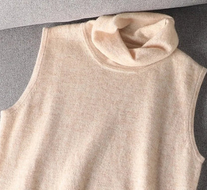 Ärmelloser Rollkragenpullover für Damen, weiches Material
