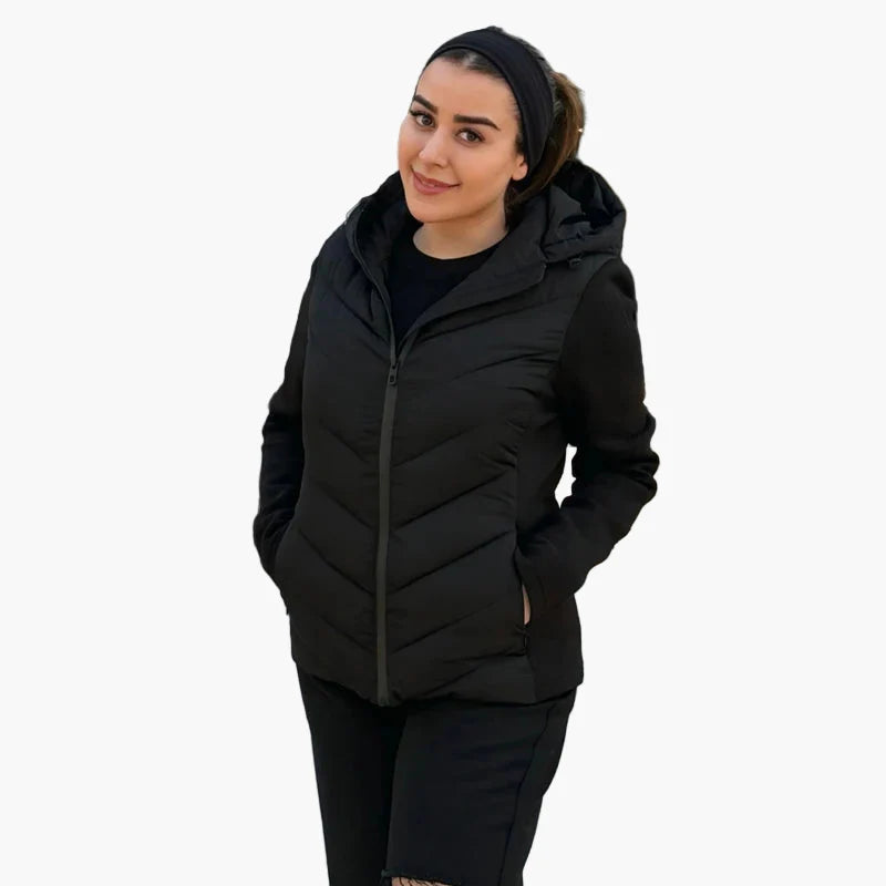 Giacca trapuntata da donna con cappuccio – Giacca casual alla moda per autunno e inverno