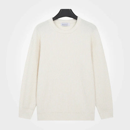 Herren Rippstrick Pullover Rundhals Langarm – Weich & Bequem