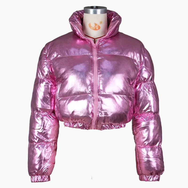 Chaqueta puffer corta para mujer estilo streetstyle moda de invierno – Look brillante para el día a día y eventos