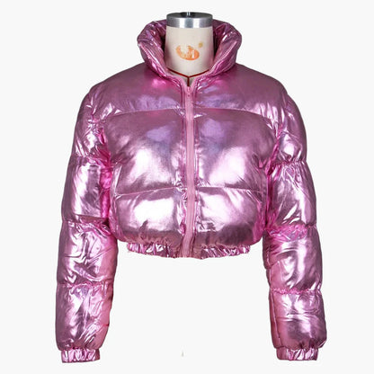 Chaqueta puffer corta para mujer estilo streetstyle moda de invierno – Look brillante para el día a día y eventos