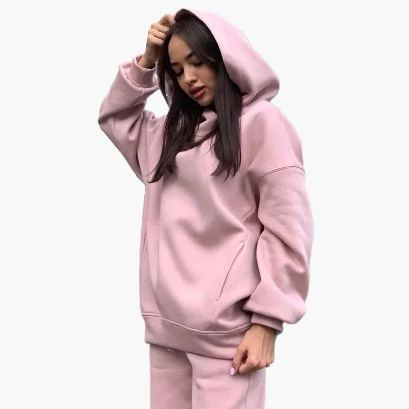 Damen Oversize Freizeit Jogginganzug Set – Hoodie & Jogginghose, Lässig & Bequem für Alltag und Sport