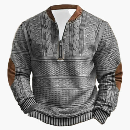 Męski sweter z dzianiny w stylu vintage z kołnierzem stójką – modny sweter outdoorowy i na co dzień