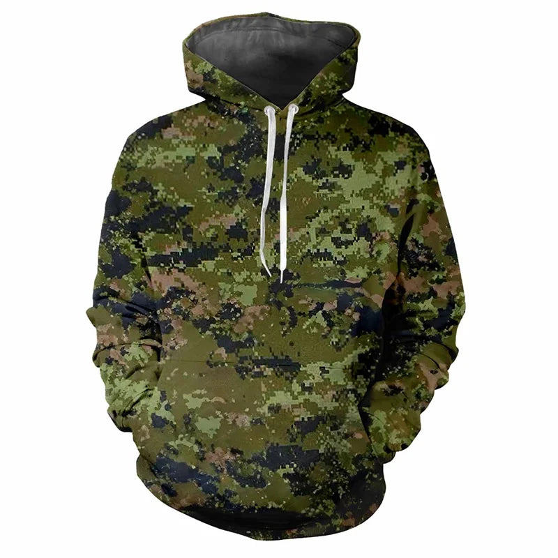 Hoodie Camouflage-Muster Kapuzenpullover mit Kängurutasche