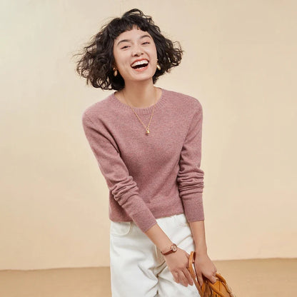 Pull femme col rond manches longues en maille