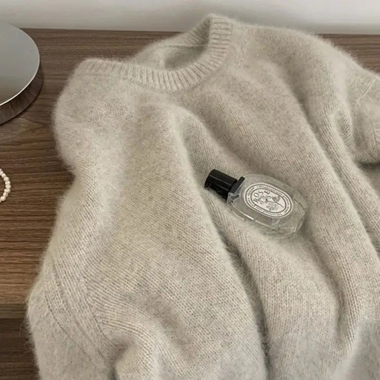 Pull douillet en maille pour femme, col rond, coupe ample