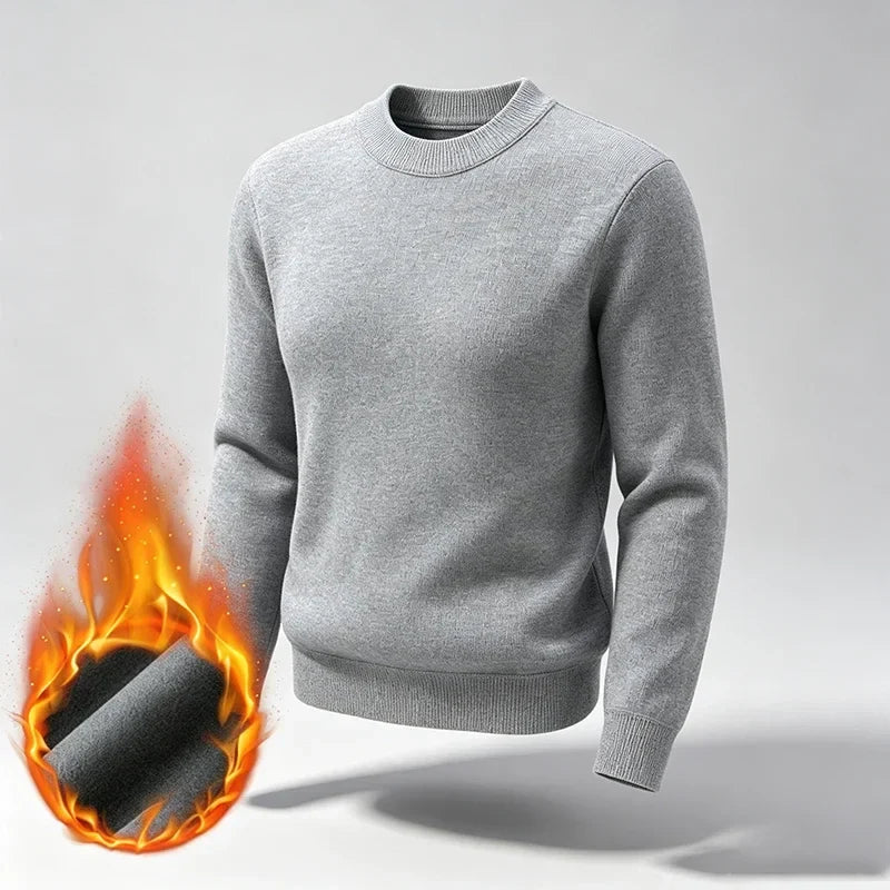 Herren Rollkragenpullover einfarbig wärmend Fleece-Innenseite Langarm