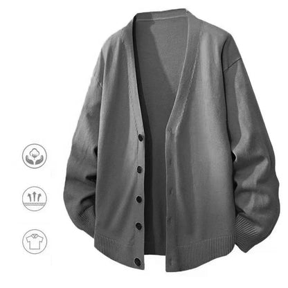 Cardigan da uomo, cardigan unisex con scollo a V, bottoni e polsini a coste, vestibilità oversize