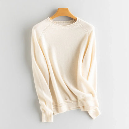 Pull en maille pour femme à col rond et manches longues, avec manches raglan