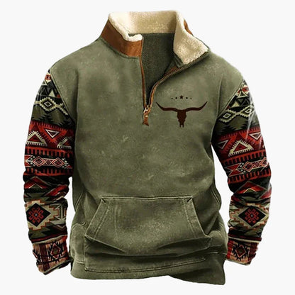 Maglione da uomo in pile western retrò con motivo etnico – Outdoor e tempo libero