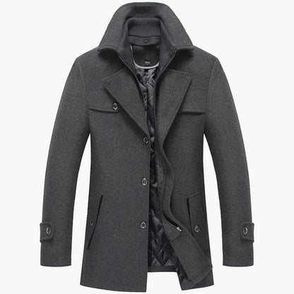 Herre vinterkåpe klassisk business-look med ståkrage – Elegant utendørskåpe for hverdag og kontor