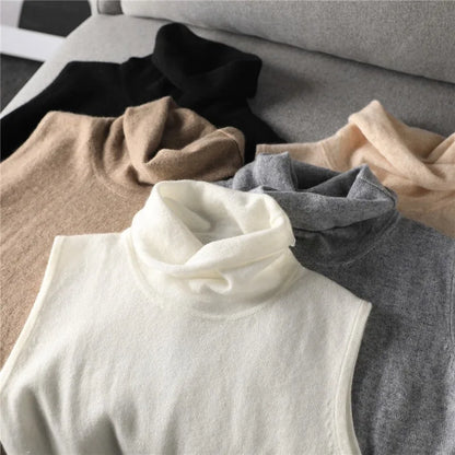 Ärmelloser Rollkragenpullover für Damen, weiches Material