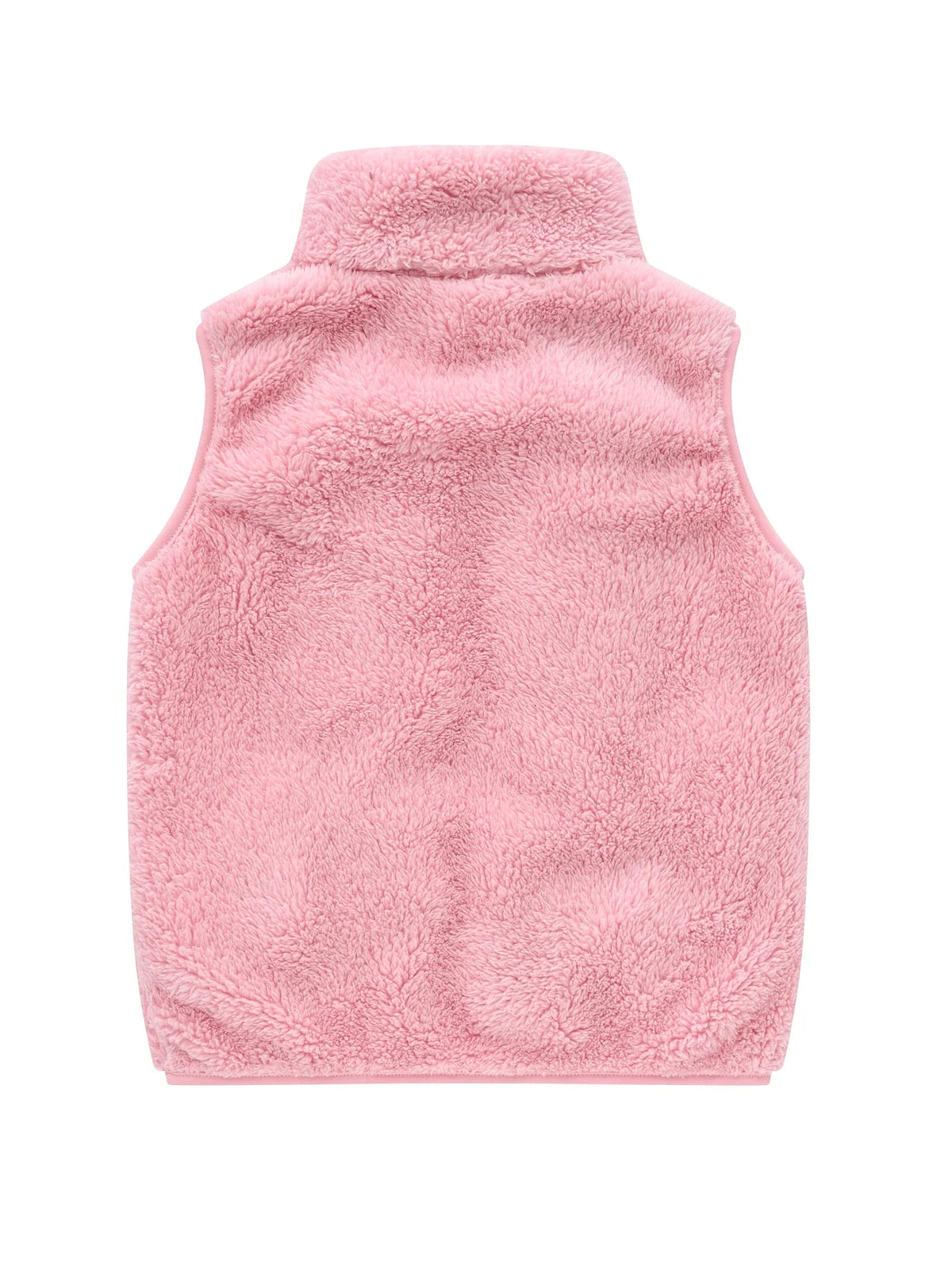 Gilet unisex in pile effetto teddy per bambini con collo rialzato e cerniera