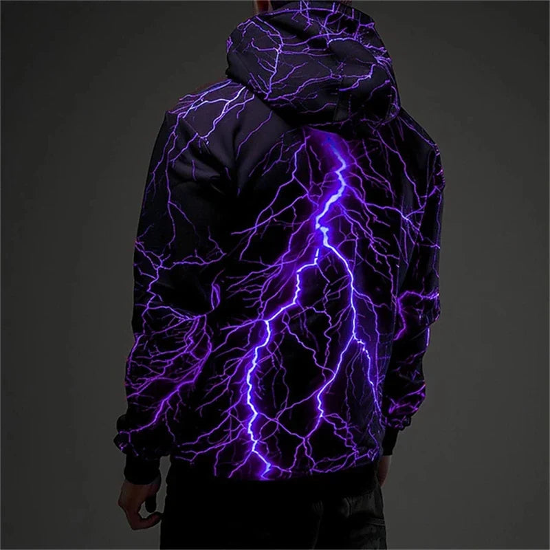 Hoodie mit Blitz-Grafik hinten Kapuzenpullover Leuchtendes Design