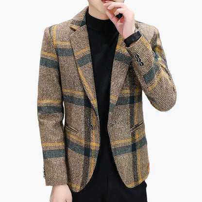 Blazer a quadri da uomo in stile business moderno – Elegante monopetto per ufficio e quotidiano