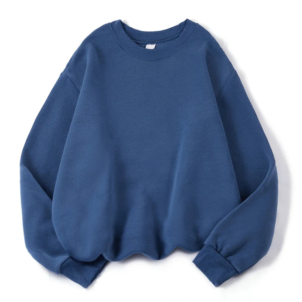 Unisex sweatshirt med rund hals, oversized genser i fiolett