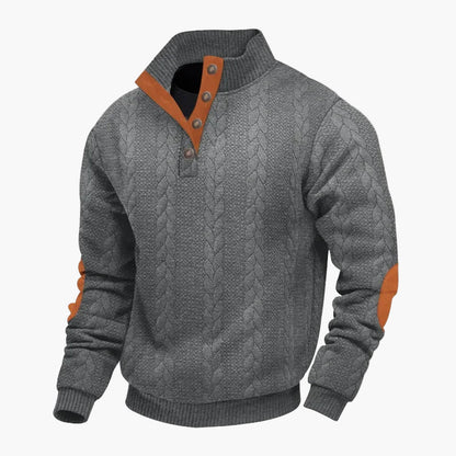 Pull en maille pour homme avec col montant et patte de boutonnage – Pull de loisirs à la mode pour l'automne et l'hiver